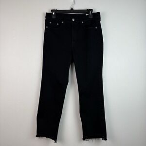 Rag & Bone Jeans Womens 30 Black Nina Stovepipe Byan Cropped Raw Hem Made in USA